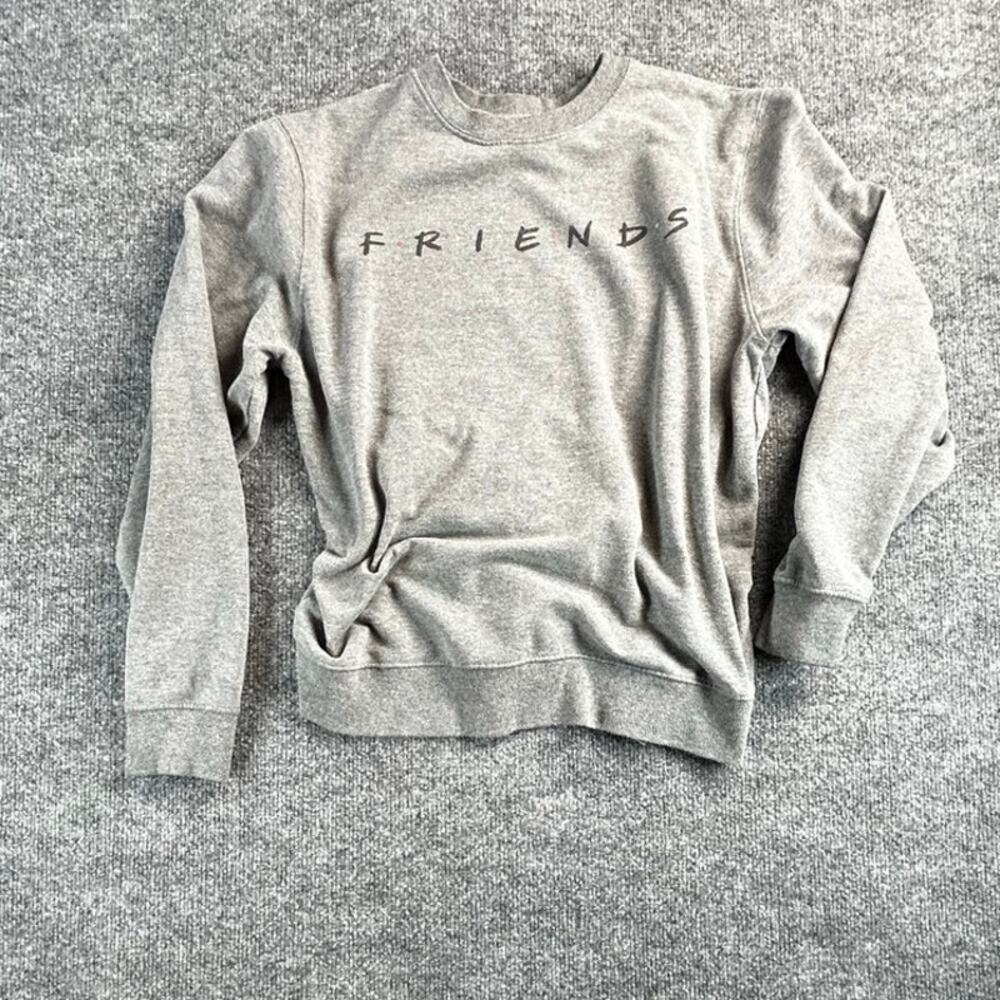 Friends TV Show Women’s Small Gray Crewneck Sweatshirt 90s Sitcom Logo